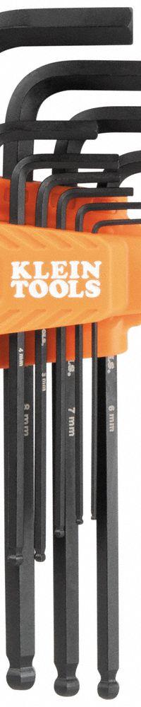 KLEIN TOOLS: 6 - 10 Pieces, L, Metric, Single Ball End, Long, 10 Pieces, Caddy, Black Phosphate (MPN BLS10M). Key specifications — attr1205554: KLEIN TOOLS; attr1205568: Black Phosphate; attr1293176: 6 - 10 Pieces.