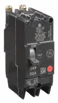 GE Molded Case Circuit Breaker: 50 A Amps, 14kA at 277/480V AC, Fixed, Lug, Any (MPN TEY250). Key specifications — Series: TEY; Max. AIR Rating: 14kA at 277/480V AC; Instantaneous Trip: Fixed; Terminal Connection: Lug; Phase Connection: Any.