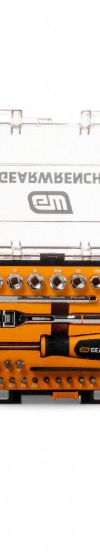 GEARWRENCH Socket Set: 1/4 in Drive, 39 Piece, 6-Point, SAE/Metric, 9/16 in to 1/4 in (MPN GWMBS39XPS). Key specifications — attr1224269: 1/4 in; attr1204650: 9/16 in to 1/4 in; attr1204673: Socket Bits Included; attr1204688: GEARWRENCH; attr1224354: No Thin Wall.