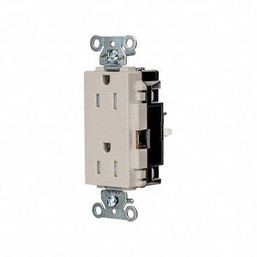 HUBBELL Receptacle: Decorator Duplex, 5-15, Light Almond, 125V AC, 15 A - General Purpose Receptacles