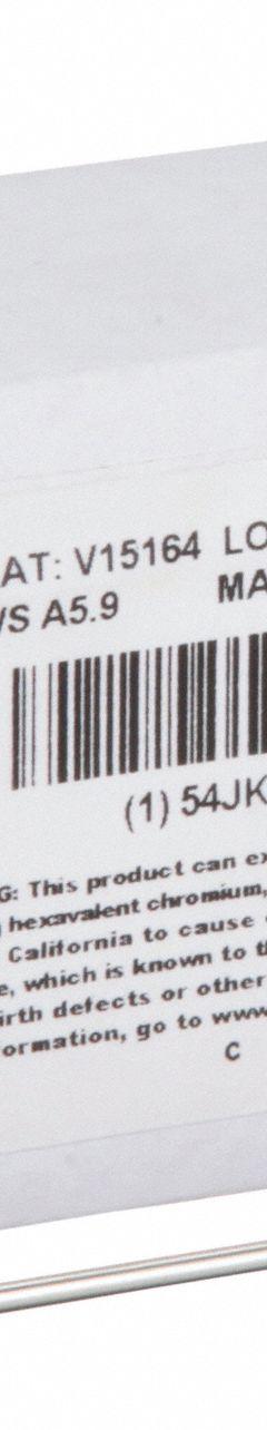 HOBART TIG Welding Rod: Stainless Steel, ER316/316L, 3/32 in x 36 in, 10 lb (MPN 54JK89). Key specifications — Tensile Strength (As Welded): 86 ksi; Brand: HOBART; Yield Strength (As Welded): 58 ksi.