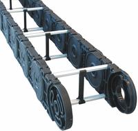 KABELSCHLEPP Cable and Hose Carrier: Open, 2 Channels, 3.7 in Cavity Ht, 6 in Cavity Wd, 60 in (MPN MC1250-6.00-RS-220-1V5). Key specifications — Brand: KABELSCHLEPP; Crossbar Material: Aluminum; Item: Cable and Hose Carrier; Series: M; Mounting Brackets Included: Without Mounting Brackets; Outside Width: 7.8 in; Outside Height: 3.8 in; Length: 60 in.