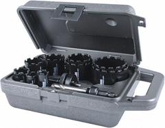 MORSE Hole Saw Kit: 11 Pieces, 1 15/16 in Max. Cutting Dp, Carbide Grit, 5/6 Teeth per Inch (MPN MHSG100). Key specifications — attr1098178: 5/6; attr1098172: MORSE.