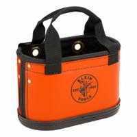 KLEIN TOOLS Bucket Bag: 14 in W x 10 in H, Orange, Plastic, 15 Pockets, Open Top (MPN 5144HBS). Key specifications — attr1118525: KLEIN TOOLS; attr1118517: Drain Holes; attr1125037: Orange; attr1125041: Plastic; attr1203718: Yes.