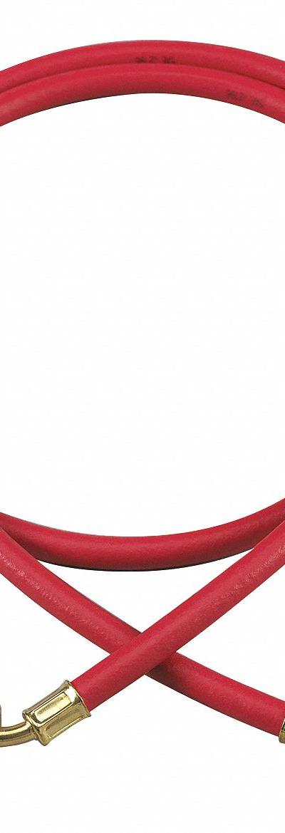 YELLOW JACKET Hose: 25 ft Lg, 45° Angle, Red, Rubber, Single Hose - Charging Hoses