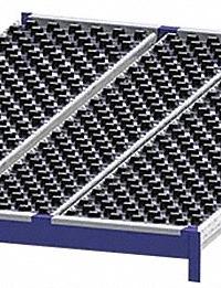 UNEX ROLLER RACK Gravity Flow Shelf: Tilt, 48 in x 72 in x 2 5/8 in, 3,000 lb Shelf Capacity, Steel (MPN RR99S2W4X6-L). Key specifications — Shelf Angle: Tilt; Finish: Powder Coated; Material: Steel; Brand: UNEX ROLLER RACK.