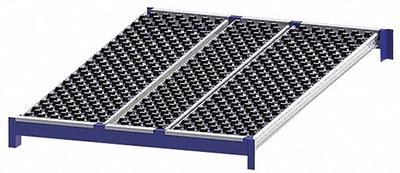 UNEX ROLLER RACK Gravity Flow Shelf: Tilt, 48 in x 72 in x 2 5/8 in, 3,000 lb Shelf Capacity - Flow Lane Shelf Levels for Boltless Flow Racks