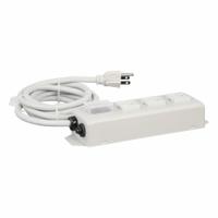 TRIPP LITE Outlet Strip: 3 Outlets, 6 ft Cord Lg, 15 A Current, UL 1363, White, 5-15P, 2 1/2 in Wd (MPN TLM306NC). Key specifications — Brand: TRIPP LITE; Mounting Style: Keyhole.