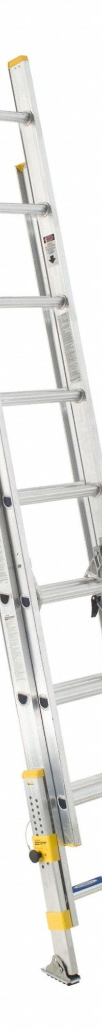 WERNER Extension Ladder: 16 ft Ladder Size, Aluminum, 250 lb Load Capacity, 32 lb Wt, 2 Sections (MPN D1816-2EQ). Key specifications — Color: Silver; Brand: WERNER; Included Features: Leg Levelers; Removable Fly: Removable.