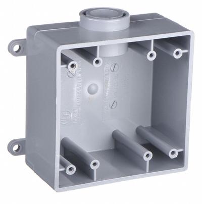 CANTEX Electrical Box: PVC, Rectangular, 2 Gangs, 1/2 in Hub Size, 37.3 cu in Capacity - PVC & Non-Metallic Weatherproof Electrical Boxes