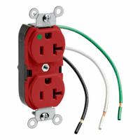 LEVITON Duplex Receptacle/Oultet, 20 Amp: Hospital Grade, Duplex, 5-20R, Red, 125V AC, 20 A (MPN 8300-LR)