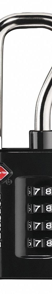 MASTER LOCK Combination Padlock: Scrolling Combo, Black, Zinc Die-Cast, Long Shackle, Steel Shackle (MPN 4696D). Key specifications — Dial Color: Silver; Brand: MASTER LOCK.