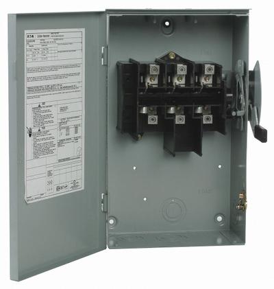 EATON Safety Switch: Non-Fusible, 30 A, Three Phase, 240V AC, Galvanized Steel - Non-Fusible Safety Switches