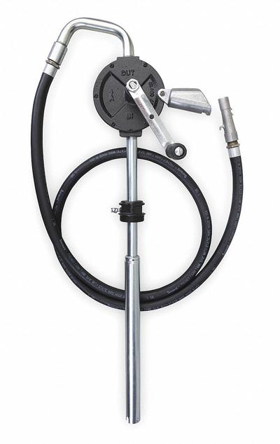Dayton Hand Pump: Rotary Action, Pump with Hose & Nozzle, Cast Iron Housing - Rotary-Crank Drum Pumps