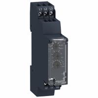 SCHNEIDER Relay: DIN-Rail Mounted, 5 A Current Rating, 183 to 528V AC, 6 Pins/Terminals (MPN RM17TU00). Key specifications — Monitored Parameters: Phase Sequence; Manufacturer Part Number: RM17TU00; Brand: SCHNEIDER.