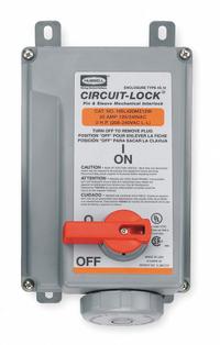 HUBBELL Mechanical Interlock: 120/240V AC, Single Phase, 20 A, 3 Pole, 4 Wire (MPN HBL420MI12W). Key specifications — Brand: HUBBELL; Reverse Service: No; Voltage Rating: 120/240V AC.