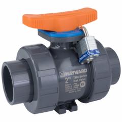 HAYWARD FLOW CONTROL Manual Two-Way Ball Valve: 1 in, CPVC, Straight, Class 150 Flange, Three-Piece (MPN TBH2100A0FV0000). Key specifications — Brand: HAYWARD FLOW CONTROL; Handle: Locking Tee.
