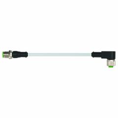 Cordset: M12 Male Straight X M12 Female Right Angle, 4 Pins, Gray, PUR, 0.6 m Cable Lg (MPN 7000-40121-2340060). Key specifications — Cable Jacket Color: Gray; End 1 Gender: Male; End 1 Mounting Orientation: Straight; End 2 Gender: Female; End 2 Mounting Orientation: Right Angle; End 2 Connection Type: M12; IP Rating: IP67; Brand: MURRELEKTRONIK.