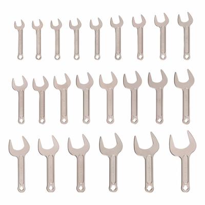 TEKTON Open End Wrench Set: Chromium Molybdenum Steel, Satin, 23 Tools - Metric, Single End, Open End Wrench Sets