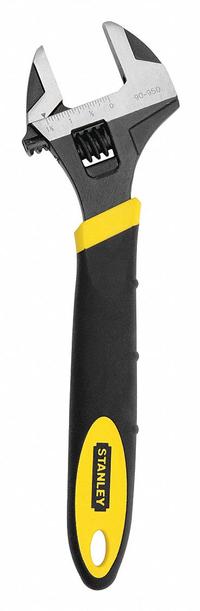 STANLEY Adjustable Wrench: Alloy Steel, Black Oxide, 12 in Overall Lg, 1 9/16 in Jaw Capacity (MPN 90-950). Key specifications — attr309359: Black Oxide; attr324924: STANLEY; attr309358: Alloy Steel.