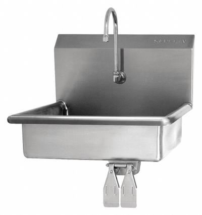 SANI-LAV Hand Sink: 1 Stations, 6 in Bowl Dp, 16 in Bowl Lg, 12 1/2 in Bowl Wd - One-Station Wall-Mounted Hand Sinks with Faucets