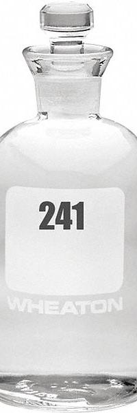 WHEATON BOD Bottle: 300 mL, Stopper, 165 mm, Colorless, # Sequence: 241-264, Closure Included (MPN 227497-11). Key specifications — Closure Type: Stopper; Mouth Size: Narrow; Brand: WHEATON; Body Color: Colorless.