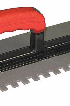 THERMOSOFT Heavy Duty Plastic Trowel: 11 in Overall Lg, 5 1/2 in Overall Wd, 1/2 in X 3/8 in Notch (MPN TRWL3812). Key specifications — Includes: 1/2 in X 3/8 in Notch; Brand: THERMOSOFT; For Use With: Radiant Floor Heating Mats.
