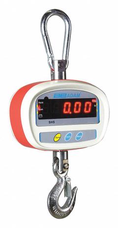ADAM EQUIPMENT Crane Scale: 100 lb Wt Capacity - Imperial, 0.01 kg/0.02 lb, CE/FCC/UL, Digital (MPN SHS 100A). Key specifications — Readability: 0.02 lb; Standards: CE; Indicator Attachment: Wireless Remote; Includes: Rechargeable Battery for Scale; Housing Material: ABS; Manufacturer Part Number: SHS 100A; Brand: ADAM EQUIPMENT; Weighing Units: kg.