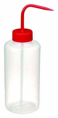 DYNALON Wash Bottle: 1 L, No Imprinting, Red, Wide, Std Spout Spout, Colorless, 90 mm Body Dia (MPN 3UUR3). Key specifications — Closure Color: Red; Vented/Nonvented: Nonvented; Body Color: Colorless; Brand: DYNALON; Imprinting Group: No Imprinting or Write On.