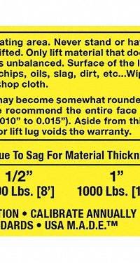 MAG-MATE Replacement Capacity Sticker: 900187, Below-the-Hook Lifting Magnets. Key specifications — Brand: MAG-MATE; Manufacturer Part Number: 900187; Product Type: Capacity Sticker.