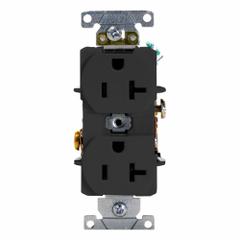 LEVITON Duplex Receptacle Outlet: Duplex, 5-20, Black, 125V AC, 20 A, 2 Pole / 3 Wire (MPN 5352-E)
