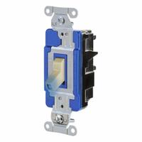 HUBBELL Wall Switch: Toggle Switch, Single Pole, Maintained, Ivory, 120/277V AC, 15 A (MPN HBL1201STILI). Key specifications — Illuminated: Yes; Voltage Rating: 120/277V AC.