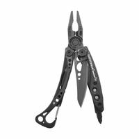 LEATHERMAN Pliers: Multi-Tool Plier, 7 Tools, 7 Functions, 4 in Closed Lg, 6 in Open Lg, BLACK (MPN 833130). Key specifications — attr15951: LEATHERMAN; attr15966: 25-year warranty; attr10312: BLACK; attr15960: One-hand Operable Features; attr15963: Stainless Steel; attr15971: Multi-Tool Plier; attr15972: Included bits Phillips #1 & #2, Screwdriver 1/4" & 3/16"; attr15977: Fold Open.