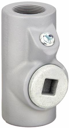 Sealing Fitting - Vertical and Horizontal: Iron, 1 1/2 in Trade Size, Female, 6 1/4 in Overall Lg (MPN EYSEF150). Key specifications — Brand: APPLETON ELECTRIC; Connection Type: Threaded; Thread Gender: Female; Ends - Hazardous Fittings: 1-1/2 in FNPT x 1-1/2 in MNPT; Material: Iron; Hazardous Location Rating: Class I, Division 1 and 2, Groups B, C, D; Thread Type: NPT; Standards: UL 886.