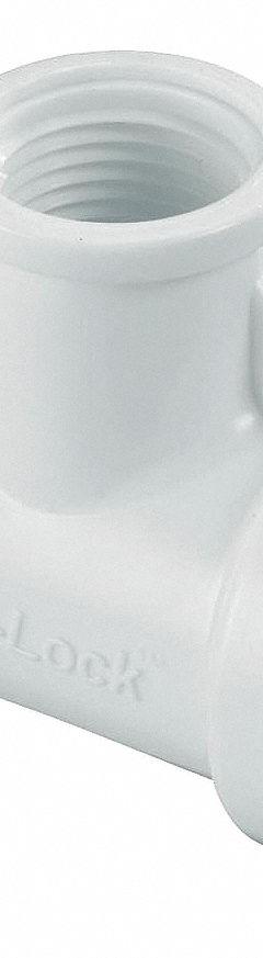 HYDRORAIN Tee: 3/4" Push x 3/4" Push x 1/2" FPT, ABS Plastic, 150 psi Max Working Pressure (MPN 07772). Key specifications — Connection: 3/4" Push x 3/4" Push x 1/2" FPT; Material: ABS Plastic; Product Type: Tee.