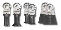 FEIN Oscillating Tool Blade Set: 6 Blades, Straight, Starlock Plus Connection (MPN 35222942080). Key specifications — attr1140173: (1) E-Cut Universal saw blade 1-3/4 in wide; attr1097629: FEIN; attr1097591: Fein (w/ Starlock Mounts).