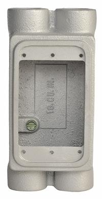 APPLETON ELECTRIC Electrical Box: Iron, Rectangular, 1 Gangs, 1/2 in Hub Size, 18 cu in Capacity (MPN FSCD-1-50). Key specifications — Color: Gray; Brand: APPLETON ELECTRIC.