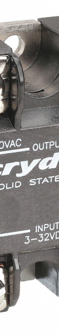 CRYDOM Solid State Relay: Surface Mounted, 50 A Max Output Current, SCR, AC Output (MPN D2450-10). Key specifications — Brand: CRYDOM; Current Type: AC; Electrical Connection: Screw Clamp; Finger Safe: No; Input Current: 12 mA; Maximum Output Current without Heat Sink: Not Recommended; Mounting Style: Panel; Output Voltage: 24 to 280V AC.