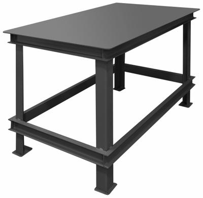 DURHAM MFG Work Table: Fixed Ht, Steel, 48 in x 36 in, 14,000 lb Overall Load Capacity - Steel-Top Worktables