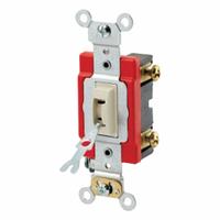 LEVITON Wall Switch: Toggle Switch, Single Pole, Maintained, Ivory, 120/277V AC, 20 A (MPN 1221-2IL). Key specifications — Illuminated: No; Voltage Rating: 120/277V AC.