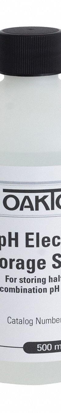 OAKTON Electrode Storage Solution: ACS, 500 mL Volume, Liquid, Plastic, Bottle, Solution, 1 (MPN 00653-04). Key specifications — Brand: OAKTON; CAS Number: 7447-40-7; Chemical Family Type: Solution; Chemical Grade: ACS; Container Material: Plastic; Container Type: Bottle; Form: Liquid; Manufacturer Part Number: 00653-04.