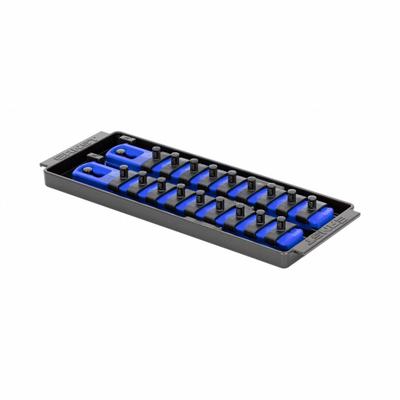 ERNST MANUFACTURING Socket Organizer: Blue, 3 5/8 in Overall Wd, 18 Posts/Slots - Socket Rails & Trays
