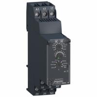 SCHNEIDER Time Delay Relay: DIN-Rail Mounted, 24 to 240V AC/DC, 8 A, 6 Pins/Terminals (MPN RE22R2QGMR). Key specifications — Contact Rating (DC): 8 A @ 24V; Delay Function: Star-Delta; Input Voltage: 12 to 240V AC/DC; Brand: SCHNEIDER.