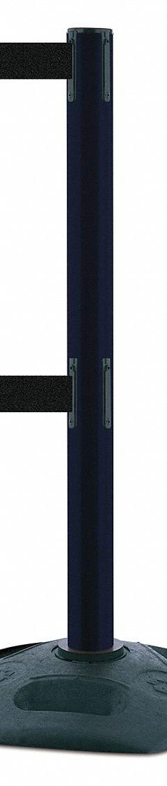 TENSABARRIER Barrier Post with Belt: Black, No Pattern, No Legend, 7 1/2 ft Belt Lg, Black (MPN 886T2-33-STD-NO-B9X-C). Key specifications — Base Material: Rubber; Belt Color: Black; Brand: TENSABARRIER; Post Material: Plastic; Post Color: Black; Message: No Legend.