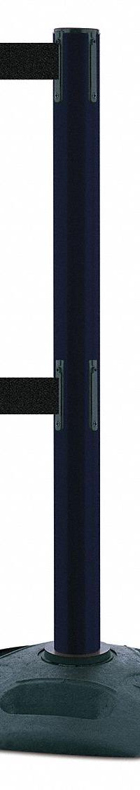 TENSABARRIER Barrier Post with Belt: Black, No Pattern, No Legend, 7 1/2 ft Belt Lg, Black (MPN 886T2-33-STD-NO-B9X-C). Key specifications — Base Material: Rubber; Belt Color: Black; Brand: TENSABARRIER; Post Material: Plastic; Post Color: Black; Message: No Legend.