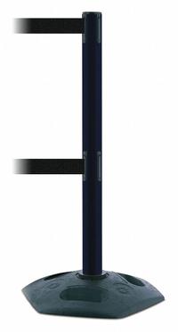 TENSABARRIER Barrier Post with Belt: Black, No Pattern, No Legend, 7 1/2 ft Belt Lg, Black (MPN 886T2-33-STD-NO-B9X-C). Key specifications — Base Material: Rubber; Belt Color: Black; Brand: TENSABARRIER; Post Material: Plastic; Post Color: Black; Message: No Legend.
