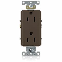 LEVITON Receptacle: Decorator Duplex, 5-15, Brown, 125V AC, 15 A, 2 Pole / 3 Wire (MPN 16242)
