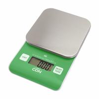CDN Food Scale: 4 1/2 in Weighing Surface Dp, 4 1/2 in Weighing Surface Wd, 1 in Overall Ht, LCD (MPN SD0202-G). Key specifications — Readability: 0.01 oz/0.1 g; Brand: CDN.