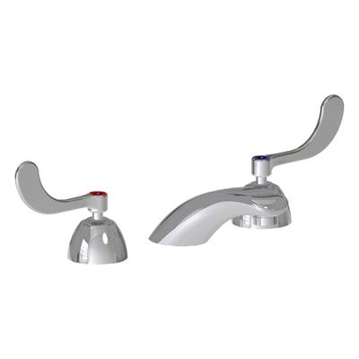 CHICAGO FAUCETS Low Arc Bathroom Faucet: 404, Cast Brass, Polished Chrome Finish - Widespread Handle Bathroom Faucets