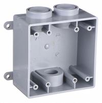CANTEX Electrical Box: PVC, Rectangular, 2 Gangs, 3/4 in Hub Size, 35.3 cu in Capacity, Gray (MPN 5133401). Key specifications — Color: Gray; Brand: CANTEX.